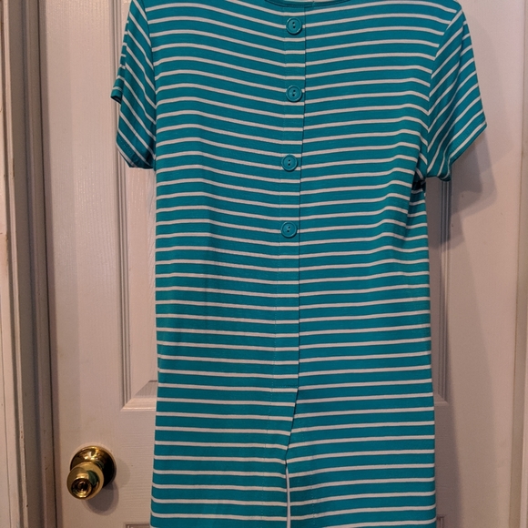 Tunic teal and white,  button detail. NWOT - Picture 2 of 3
